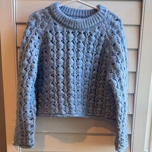 Zara Girls Light Blue Textured Knit Sweater 6-7